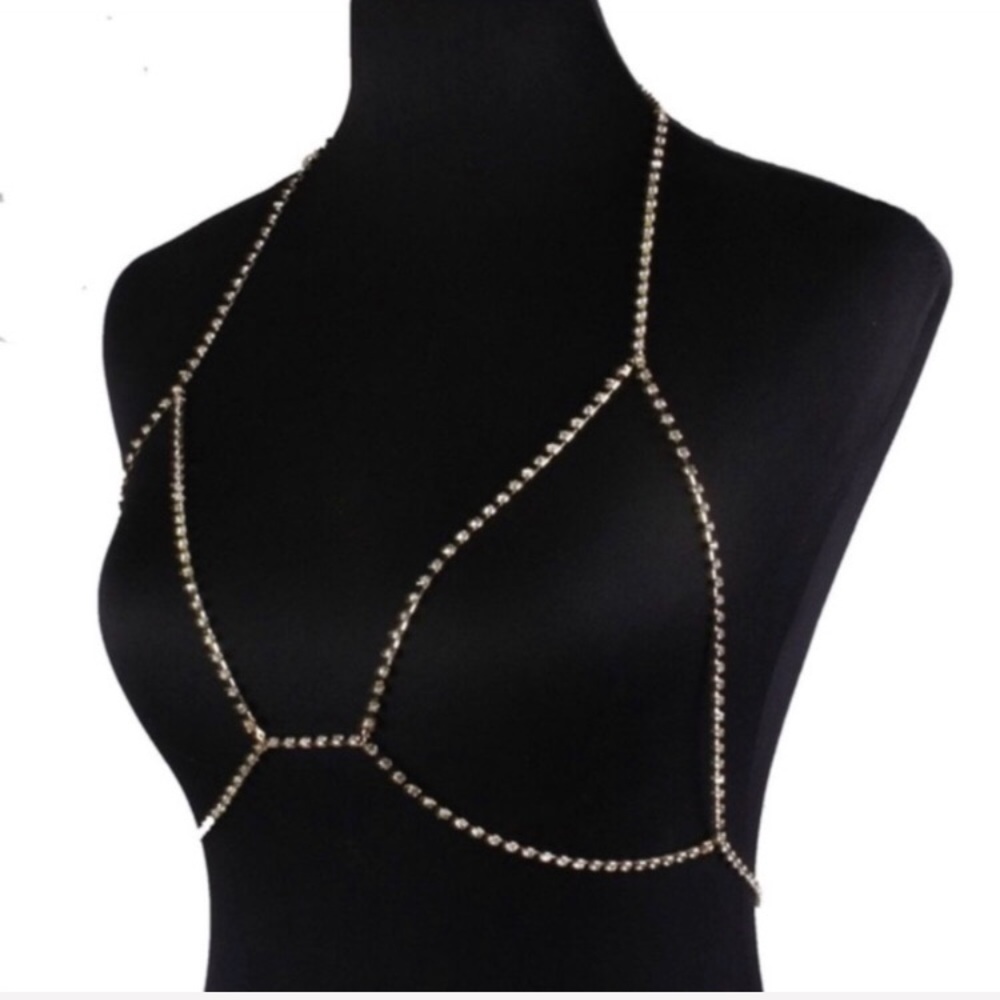 LAST! NWT Rhinestone harness body chain choker - Picture 2 of 4